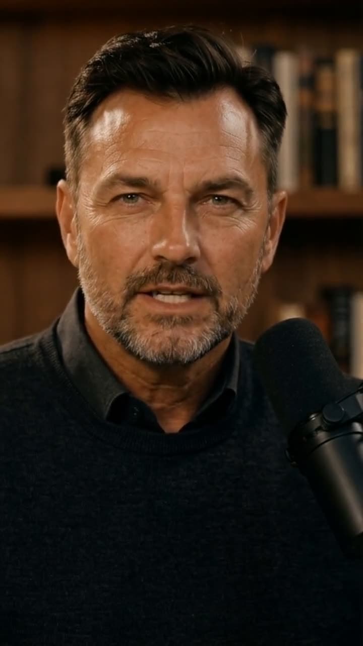 The same man mid-sentence, mouth open, speaking.